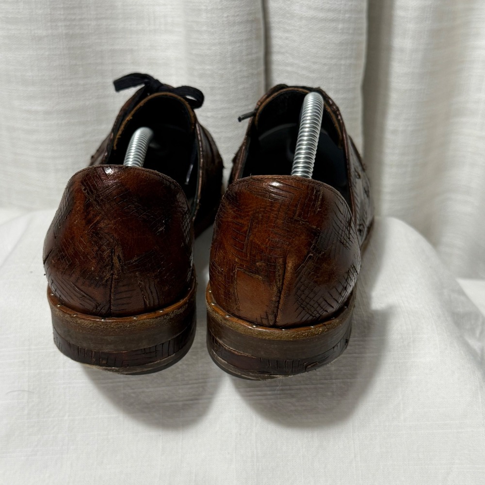 Freda Salvador Brown Leather Oxford Shoes Textured Pointed Toe Womens Size 8 - Picture 12 of 16
